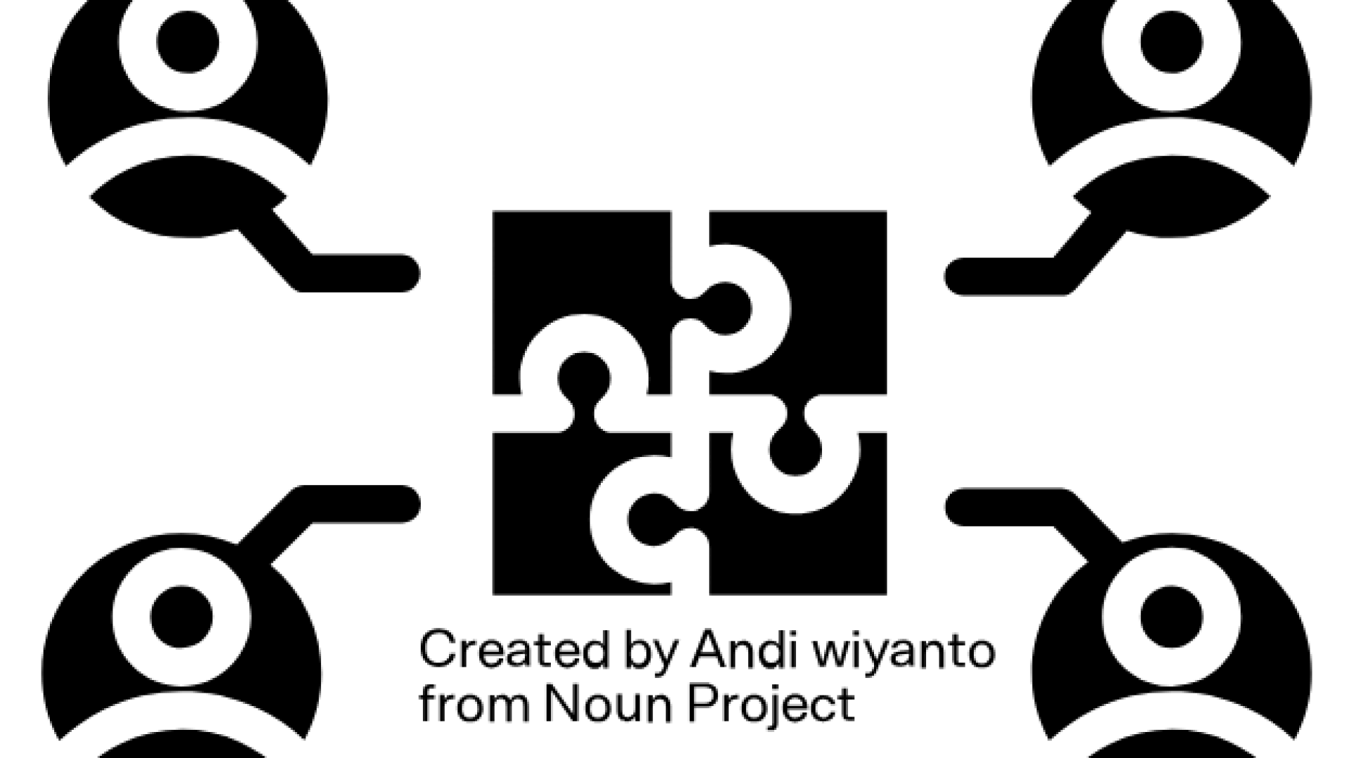 abstract graphic representing collaboration as four people working together to solve a puzzle